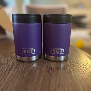 Two purple yeti standard can koozies.